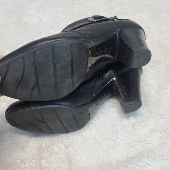 Clarks Black Leather Tige De Cuir Side Zipper Buckle Heeled Ankle Boots Shoe 8 M - Picture 11 of 12